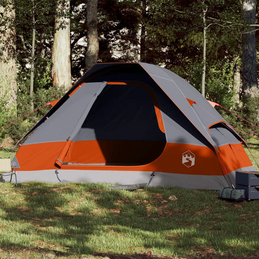 vidaXL Family Tent Dome 6-Person Grey and Orange Waterproof