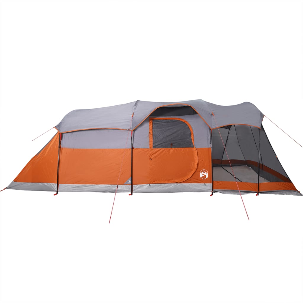 vidaXL Family Tent Tunnel 8-Person Grey and Orange Waterproof