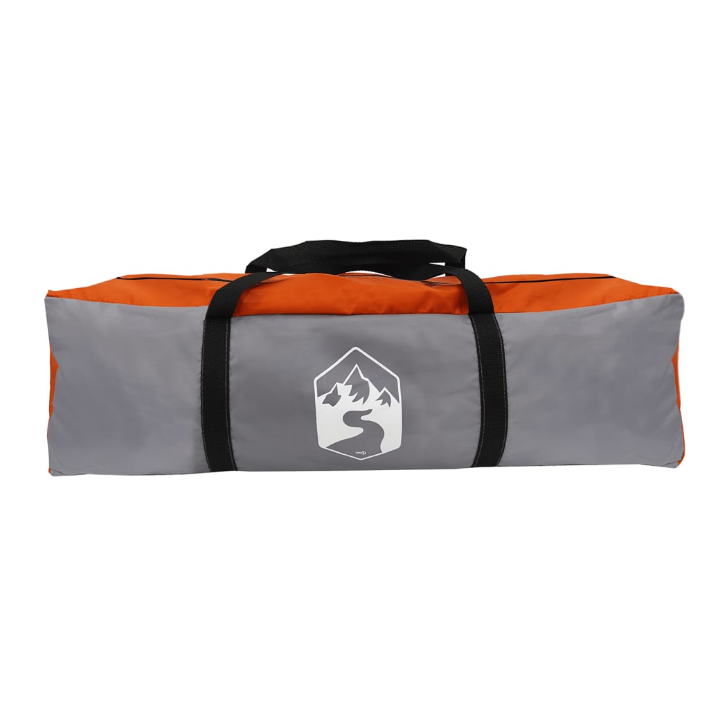 vidaXL Family Tent Tunnel 8-Person Grey and Orange Waterproof