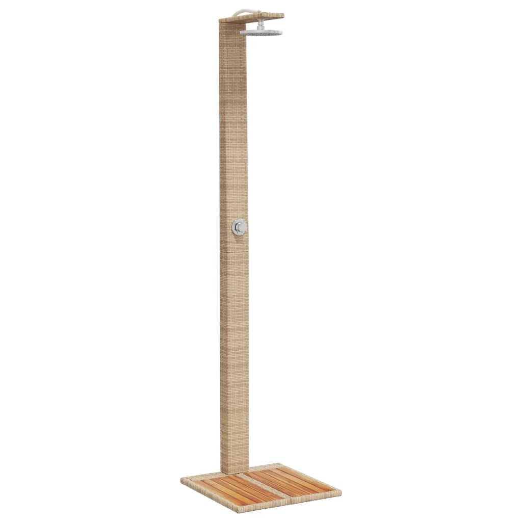 vidaXL Outdoor Shower Beige 50x55x224 cm Poly Rattan and Acacia Wood