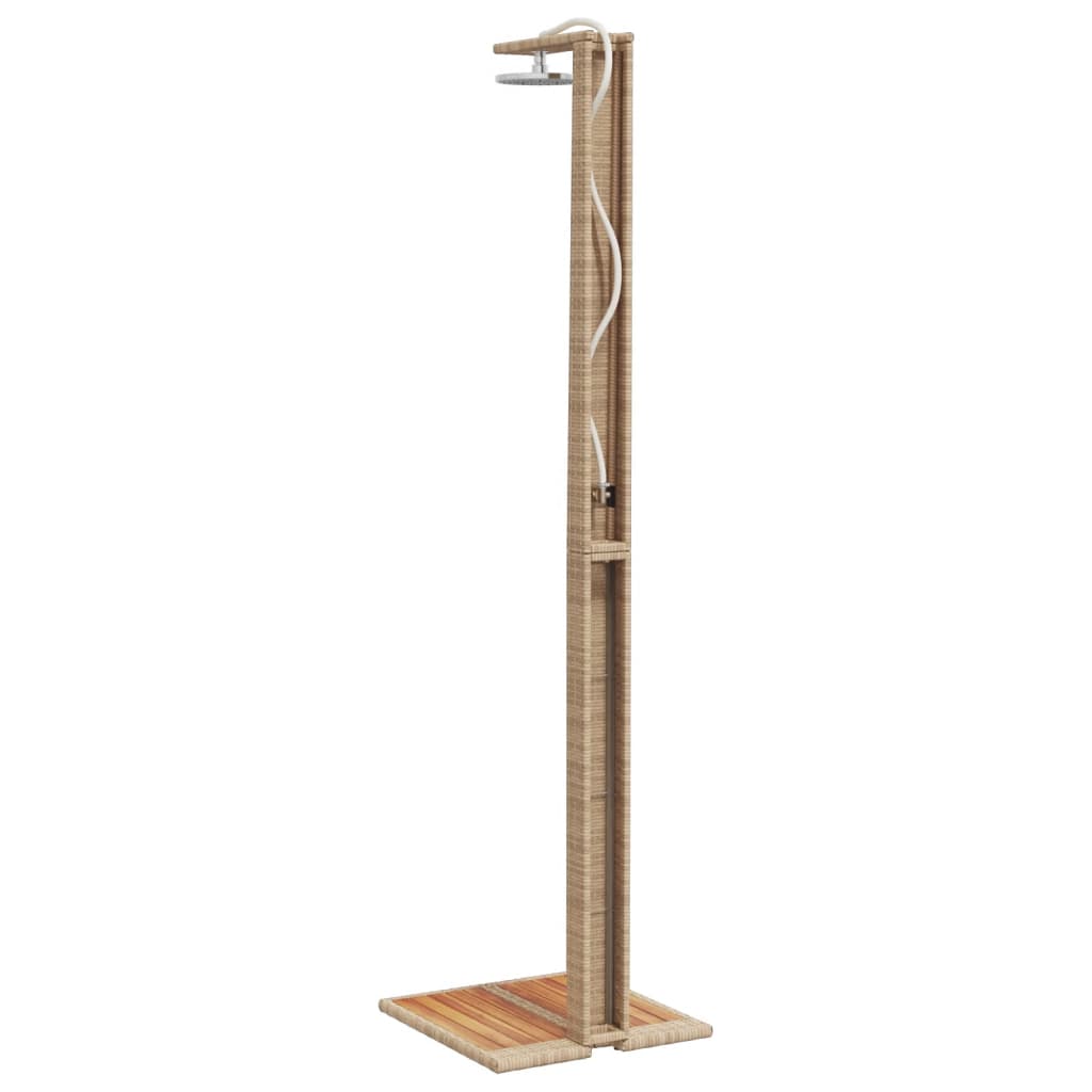 vidaXL Outdoor Shower Beige 50x55x224 cm Poly Rattan and Acacia Wood