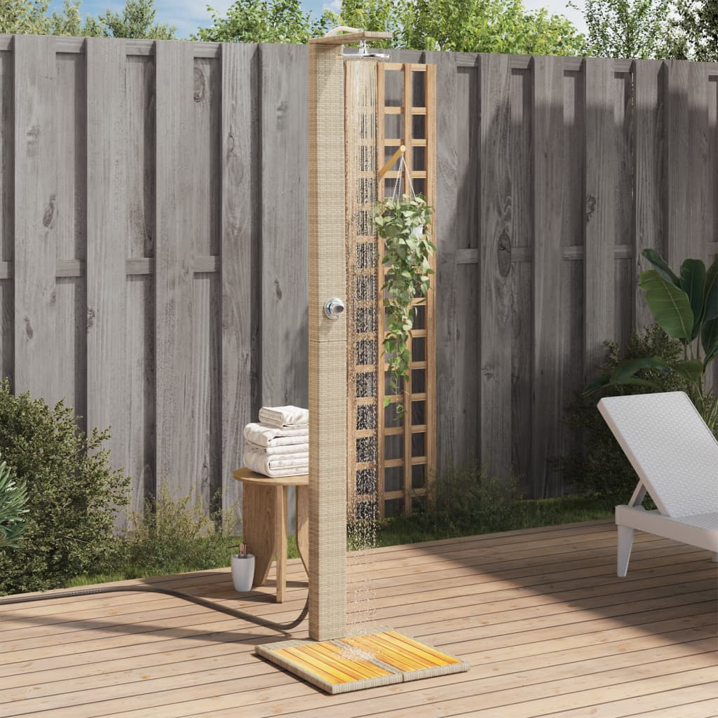 vidaXL Outdoor Shower Beige 50x55x224 cm Poly Rattan and Acacia Wood