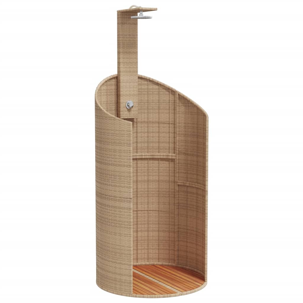 vidaXL Outdoor Shower Beige 100x100x241.5 cm Poly Rattan and Acacia Wood