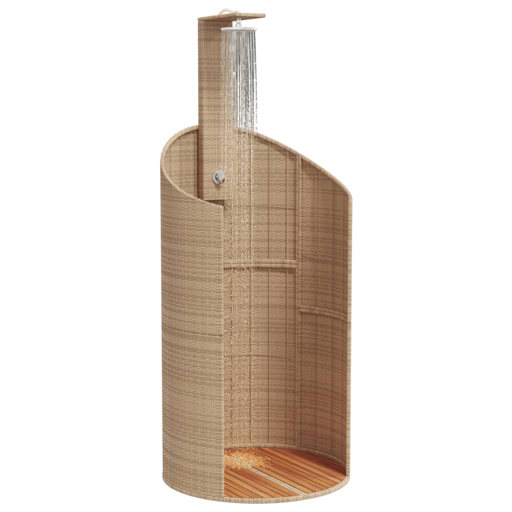 vidaXL Outdoor Shower Beige 100x100x241.5 cm Poly Rattan and Acacia Wood