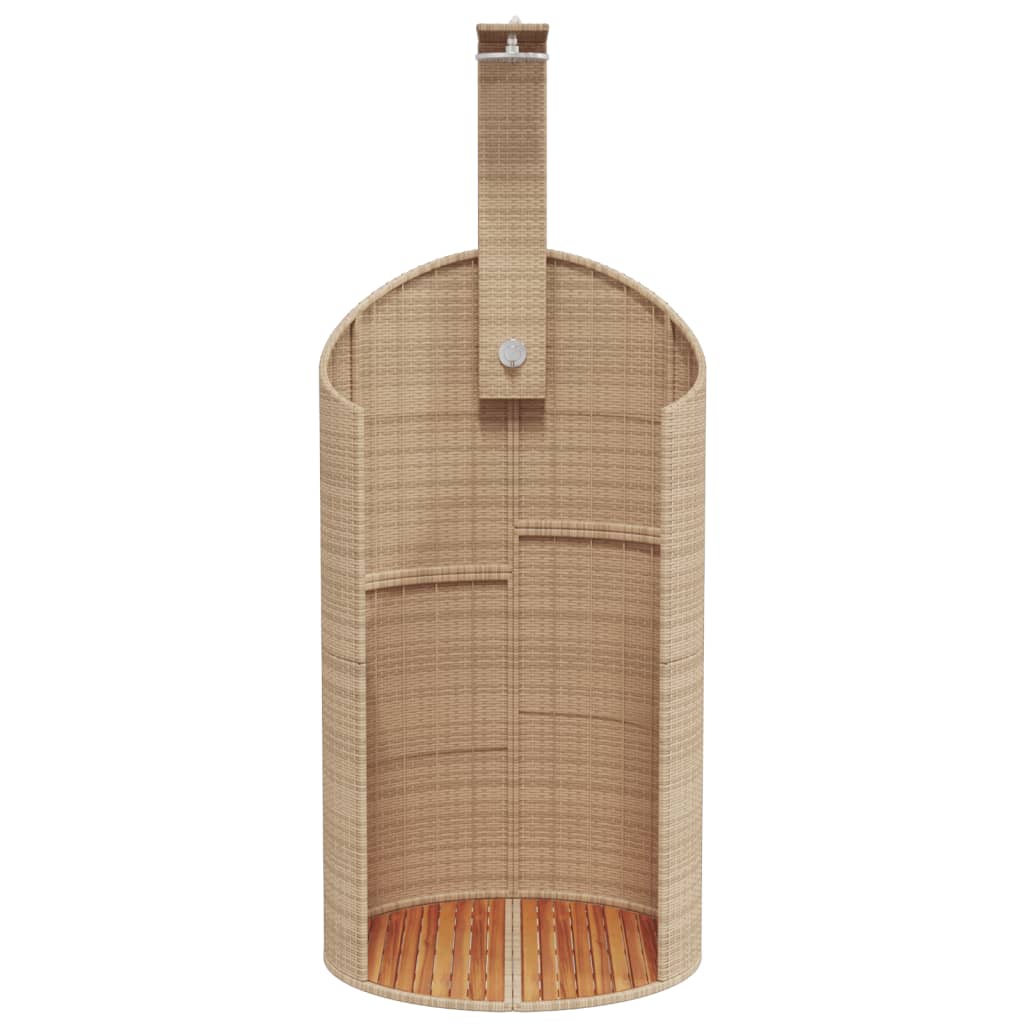 vidaXL Outdoor Shower Beige 100x100x241.5 cm Poly Rattan and Acacia Wood