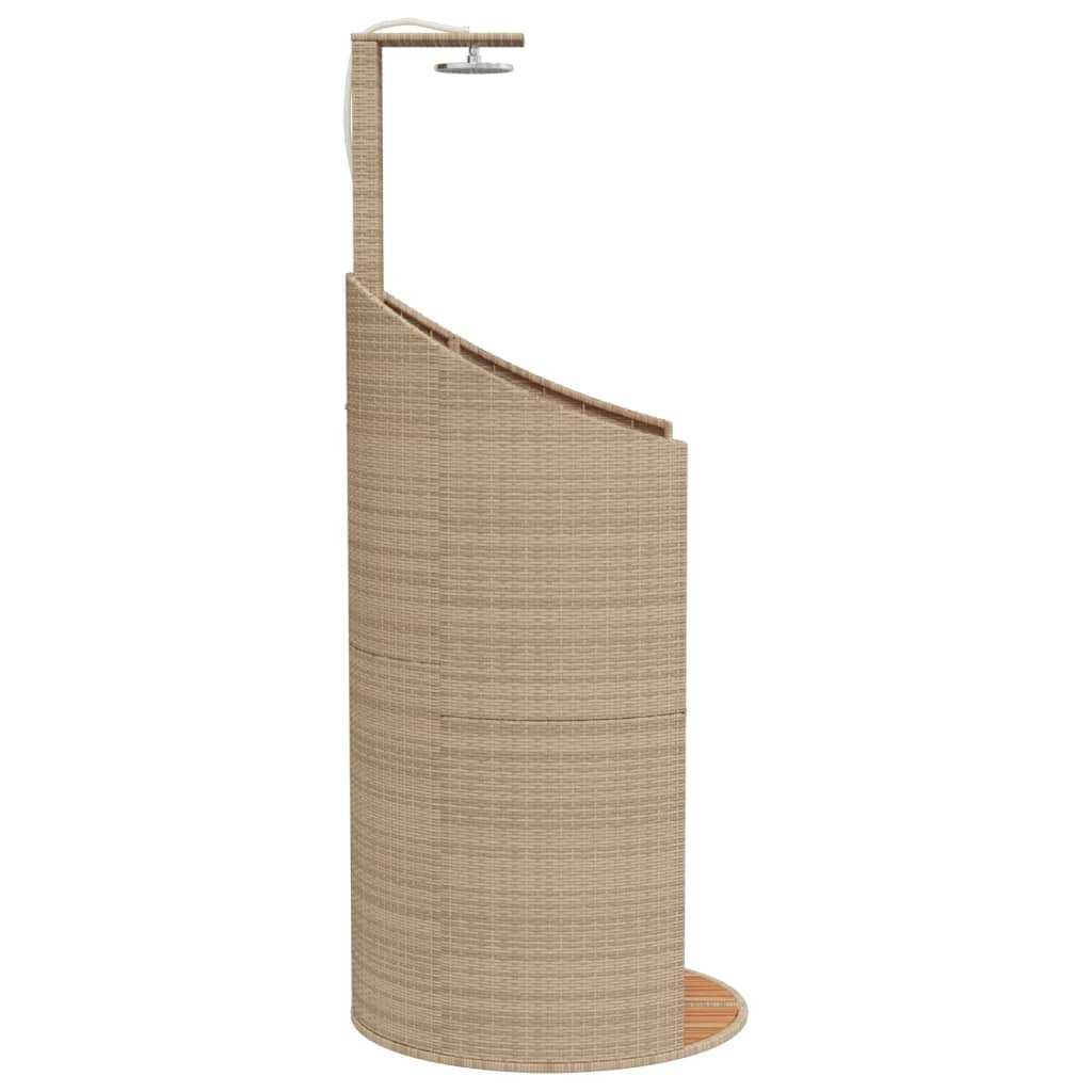 vidaXL Outdoor Shower Beige 100x100x241.5 cm Poly Rattan and Acacia Wood