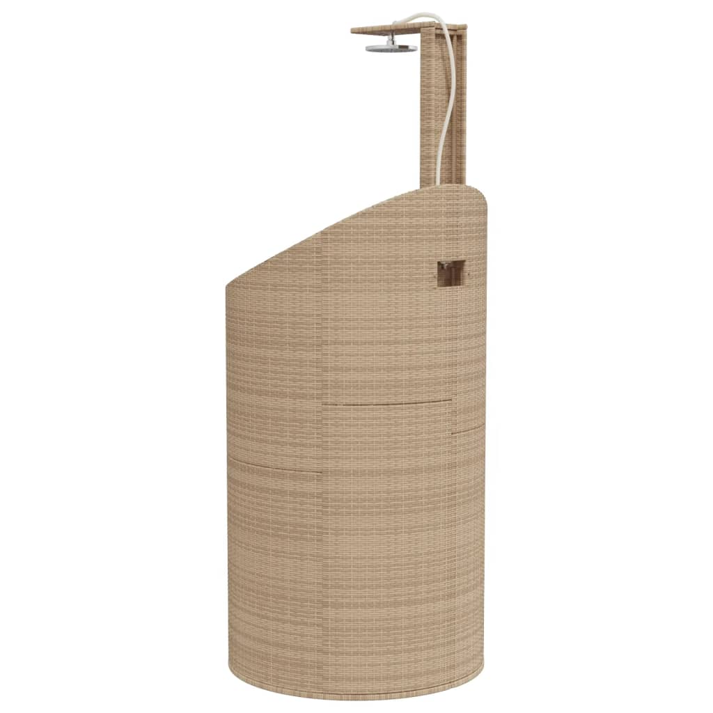 vidaXL Outdoor Shower Beige 100x100x241.5 cm Poly Rattan and Acacia Wood