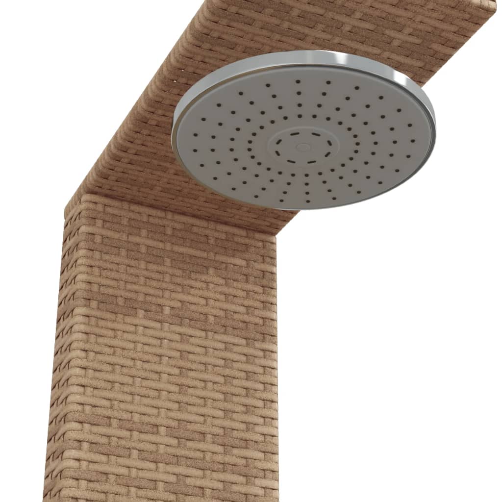 vidaXL Outdoor Shower Beige 100x100x241.5 cm Poly Rattan and Acacia Wood