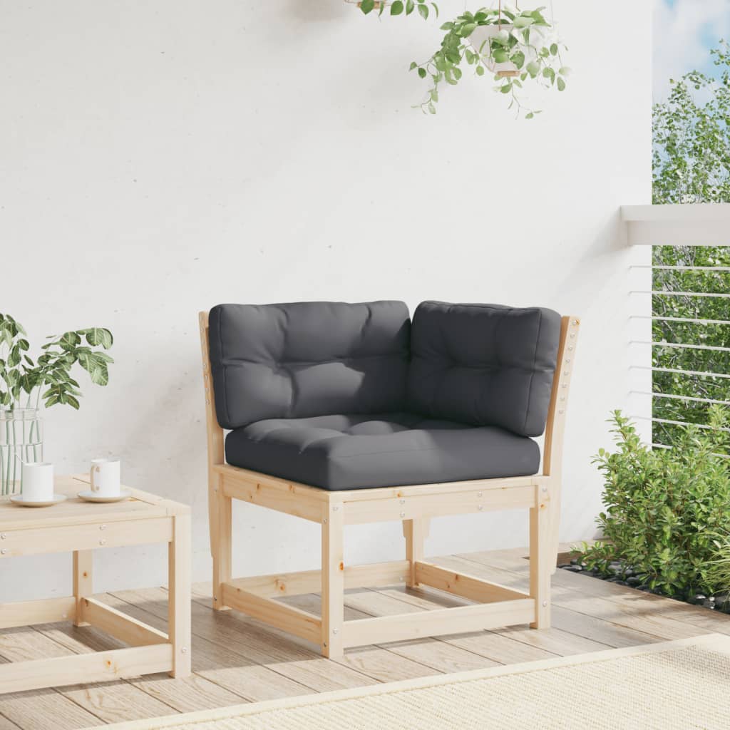 vidaXL Garden Sofa Corner with Cushions 73x73x78 cm Solid Wood Pine