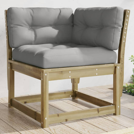 vidaXL Garden Sofa Corner with Cushions 73x73x78 cm Impregnated Wood Pine
