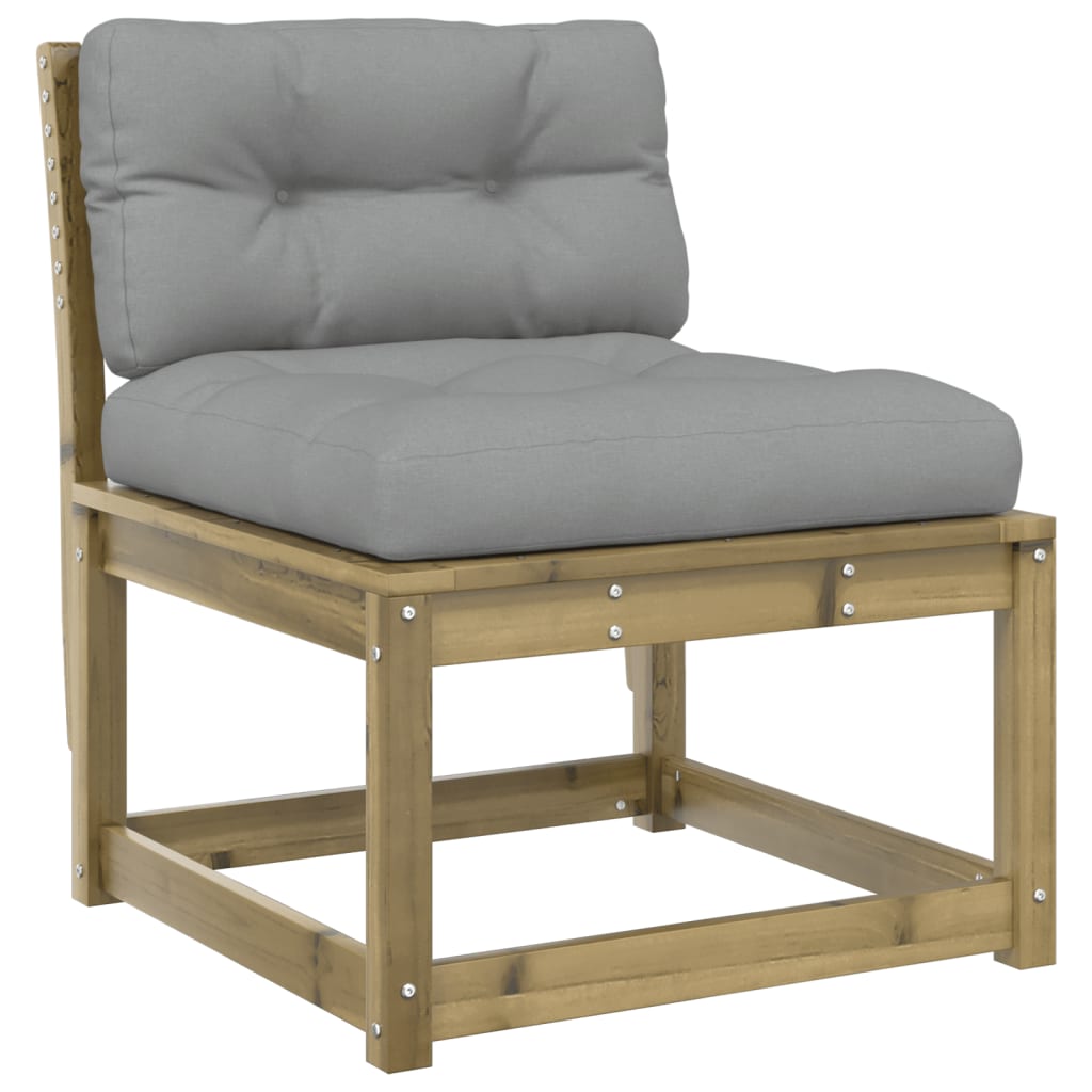 Garden Sofa | Grey | Solid pine wood, Polyester cushions | Single