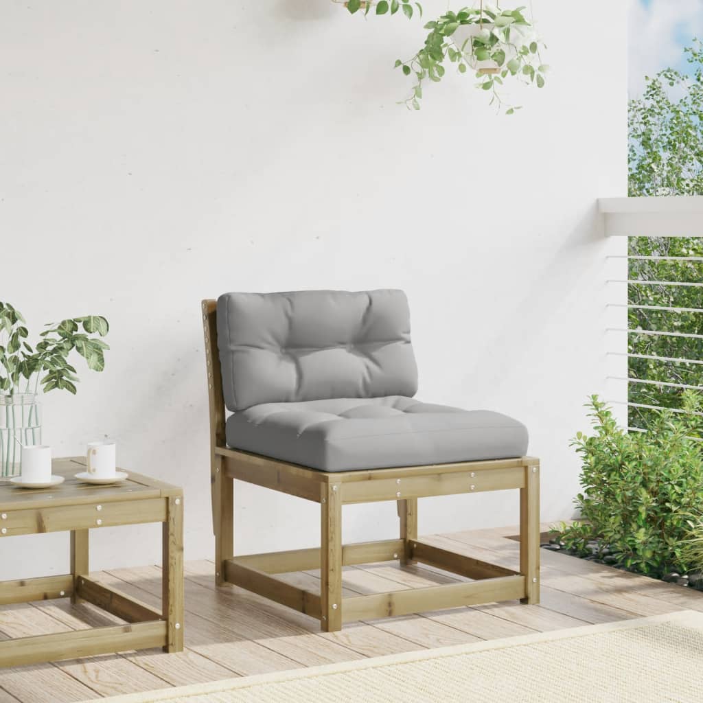 Garden Sofa | Grey | Solid pine wood, Polyester cushions | Single
