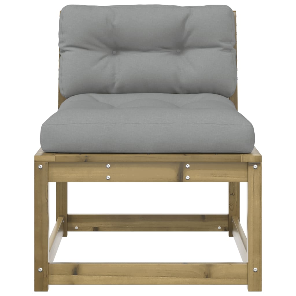Garden Sofa | Grey | Solid pine wood, Polyester cushions | Single