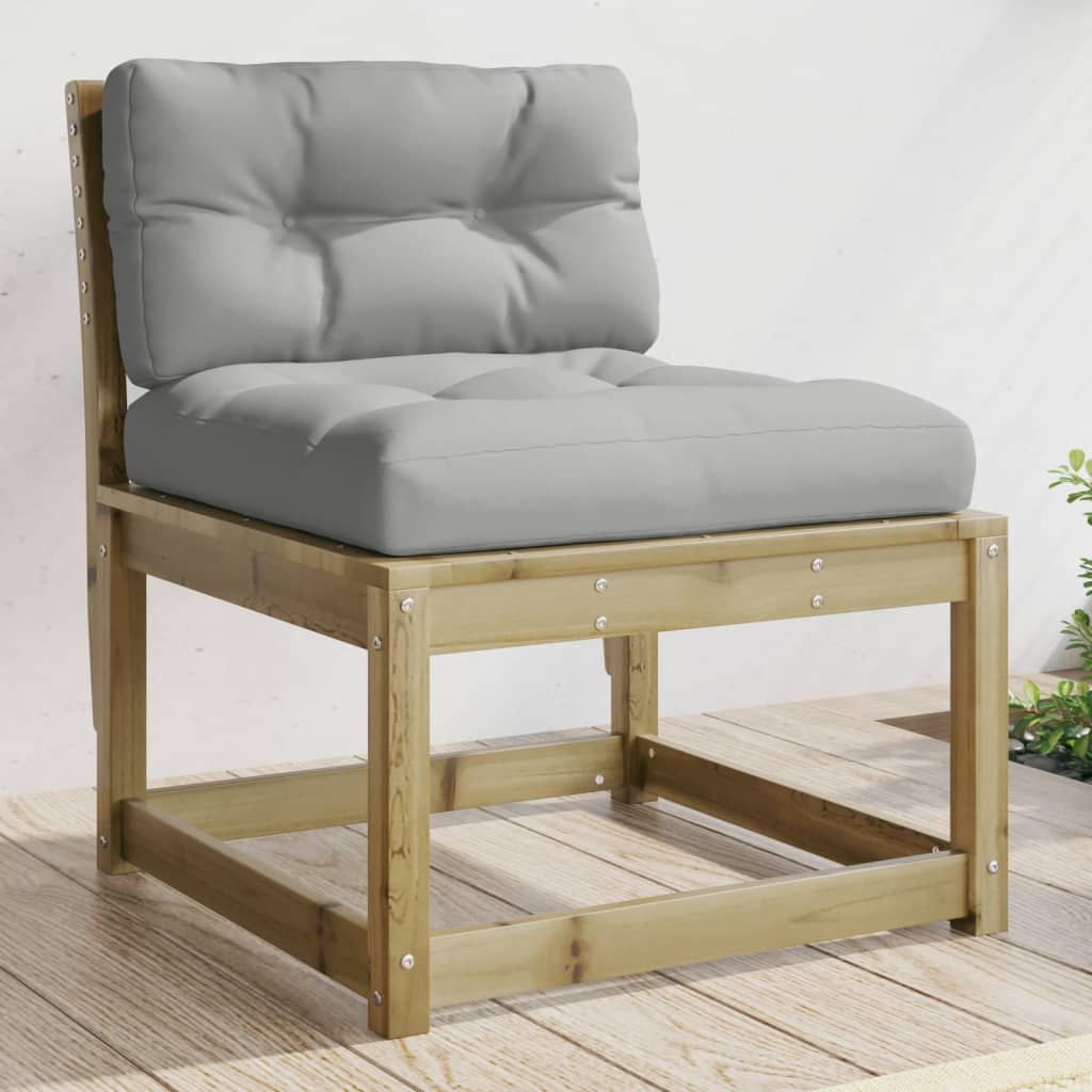 Garden Sofa | Grey | Solid pine wood, Polyester cushions | Single