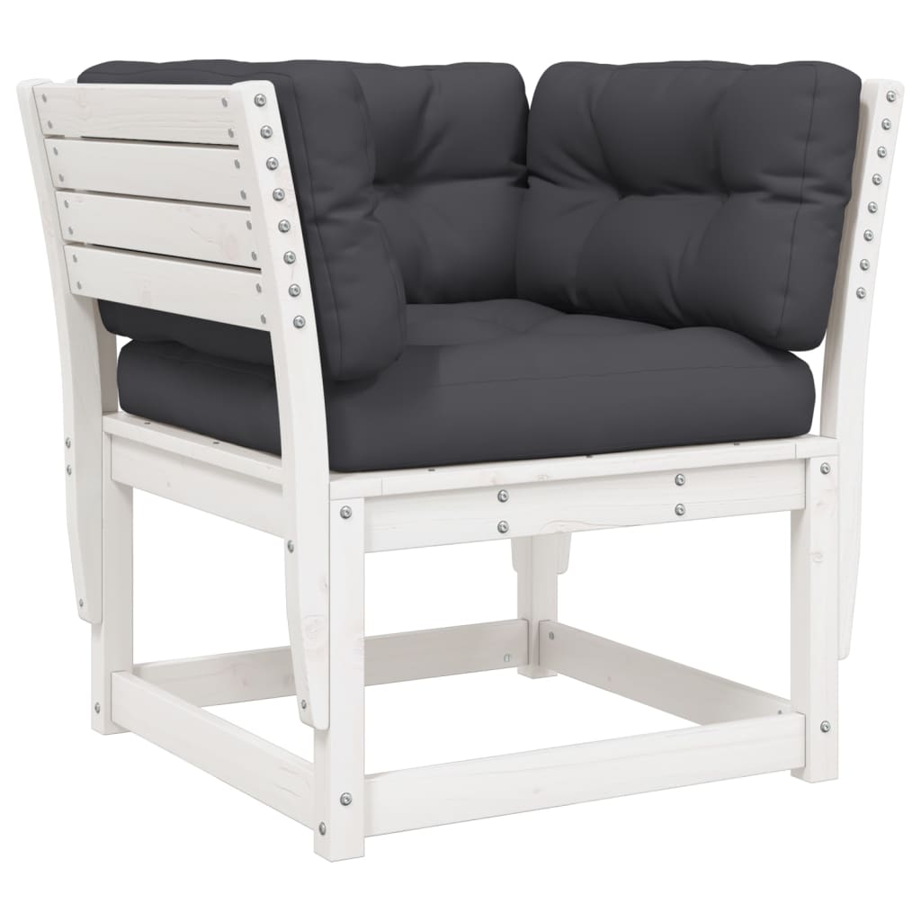 Garden Sofa | White, Anthracite | Solid pine wood, Polyester | Medium