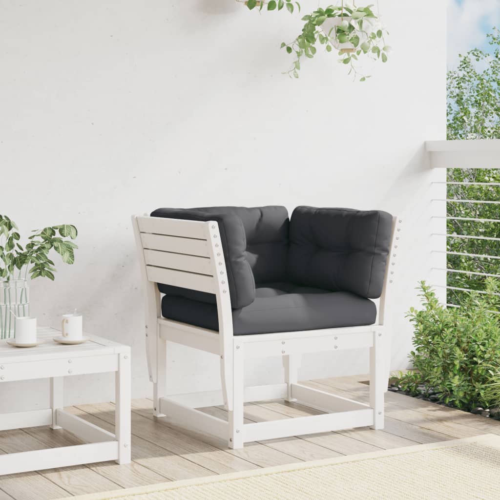 Garden Sofa | White, Anthracite | Solid pine wood, Polyester | Medium