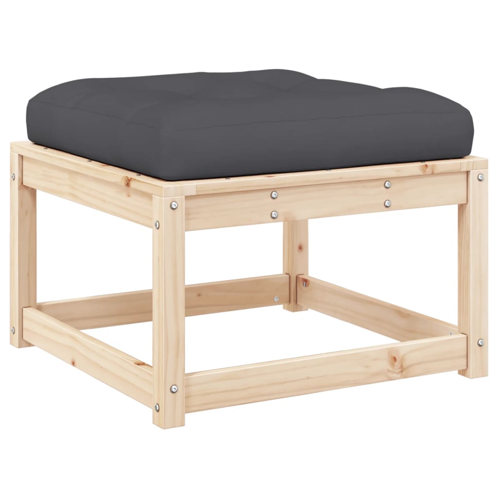 Garden Footstool | Natural wood and anthracite