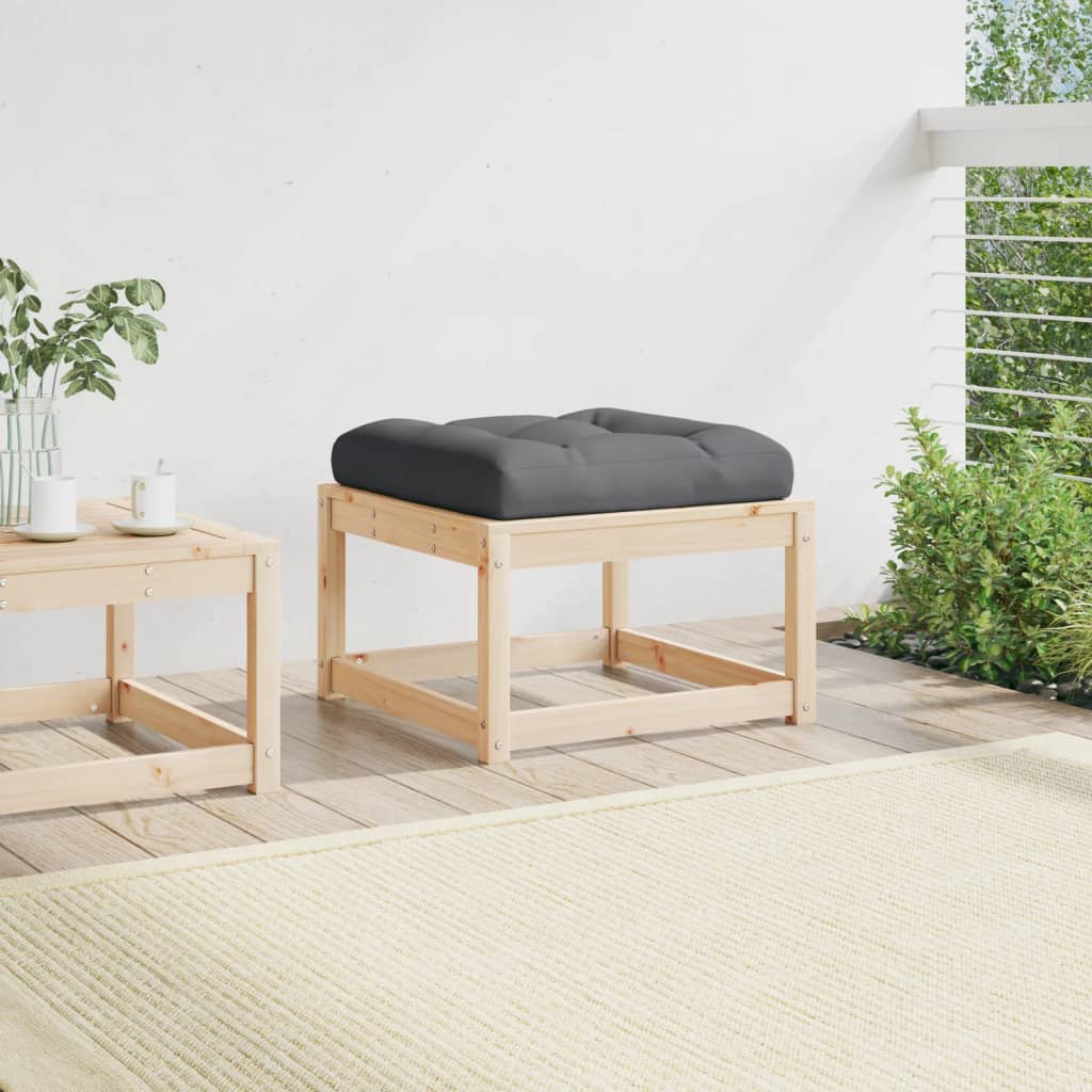Garden Footstool | Natural wood and anthracite