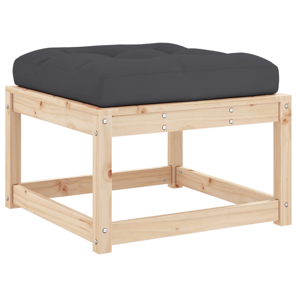 Garden Footstool | Natural wood and anthracite