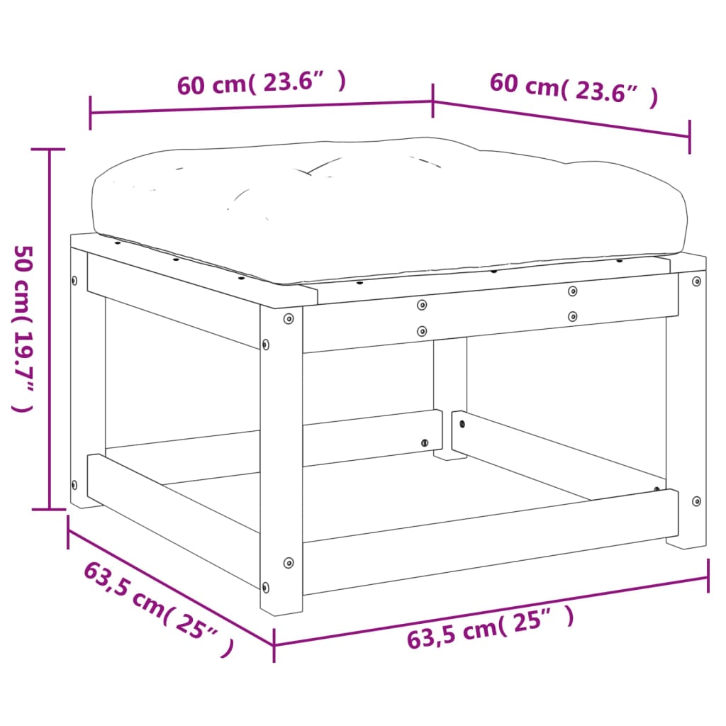 Garden Footstool | Natural wood and anthracite