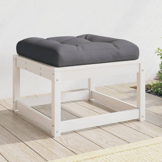 vidaXL Garden Footstool with Cushions White Solid Wood Pine