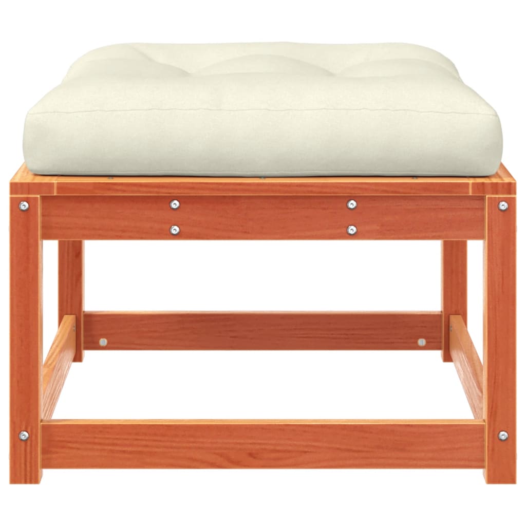 vidaXL Garden Footstool with Cushions Wax Brown Solid Wood Pine