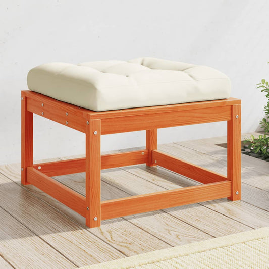 vidaXL Garden Footstool with Cushions Wax Brown Solid Wood Pine