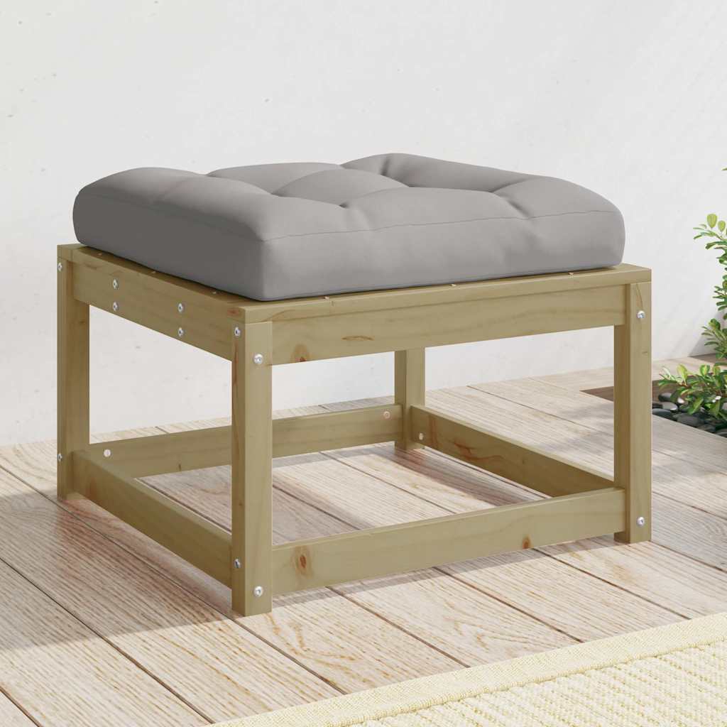 Garden Footstool with Cushions Impregnated Wood Pine