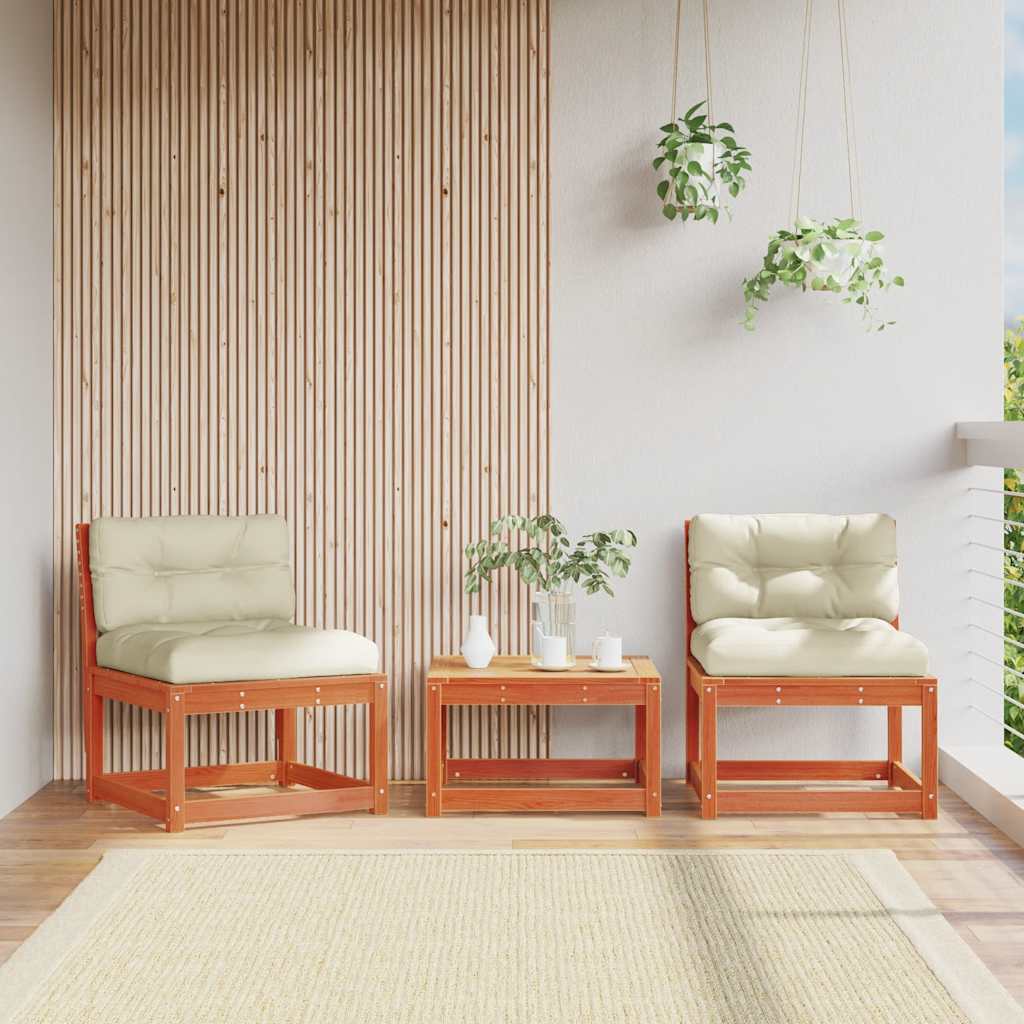 Garden Sofa | Set of 2 | Wax Brown | Solid Pine Wood | Standard | Modular