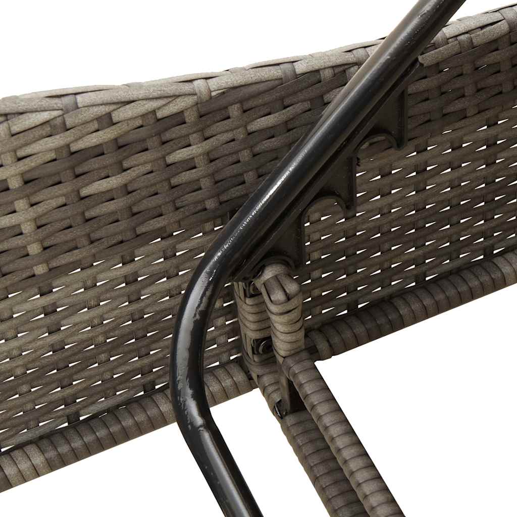 Sun Lounger with Cushions Grey 114x205x73 cm Poly Rattan