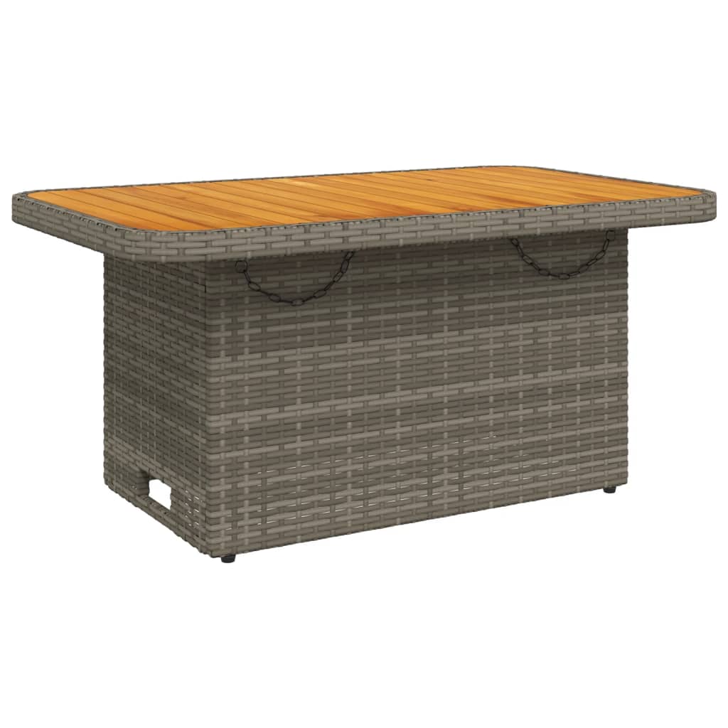 vidaXL Garden Table Grey 90x55x71 cm Poly Rattan and Acacia Wood