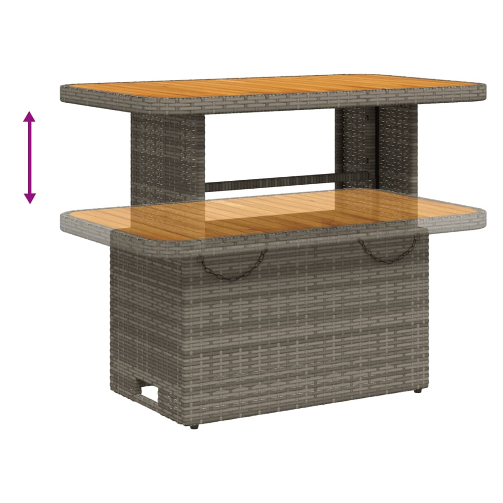 vidaXL Garden Table Grey 90x55x71 cm Poly Rattan and Acacia Wood