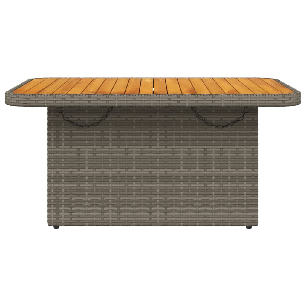 vidaXL Garden Table Grey 90x55x71 cm Poly Rattan and Acacia Wood