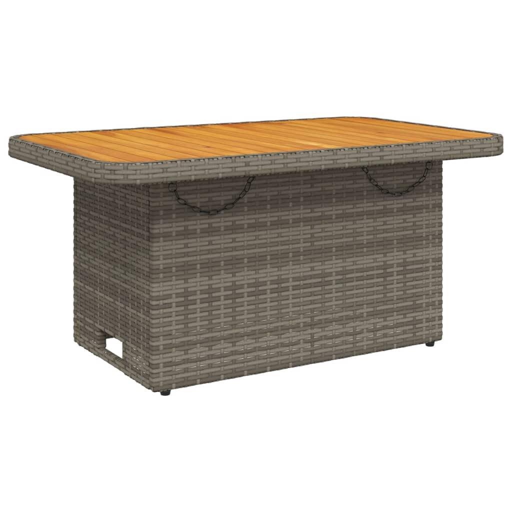 vidaXL Garden Table Grey 90x55x71 cm Poly Rattan and Acacia Wood