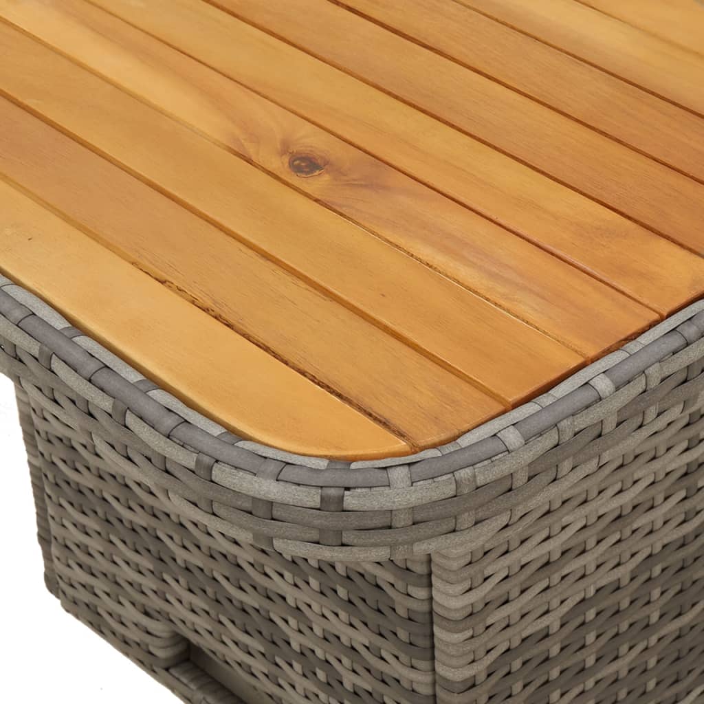 vidaXL Garden Table Grey 90x55x71 cm Poly Rattan and Acacia Wood