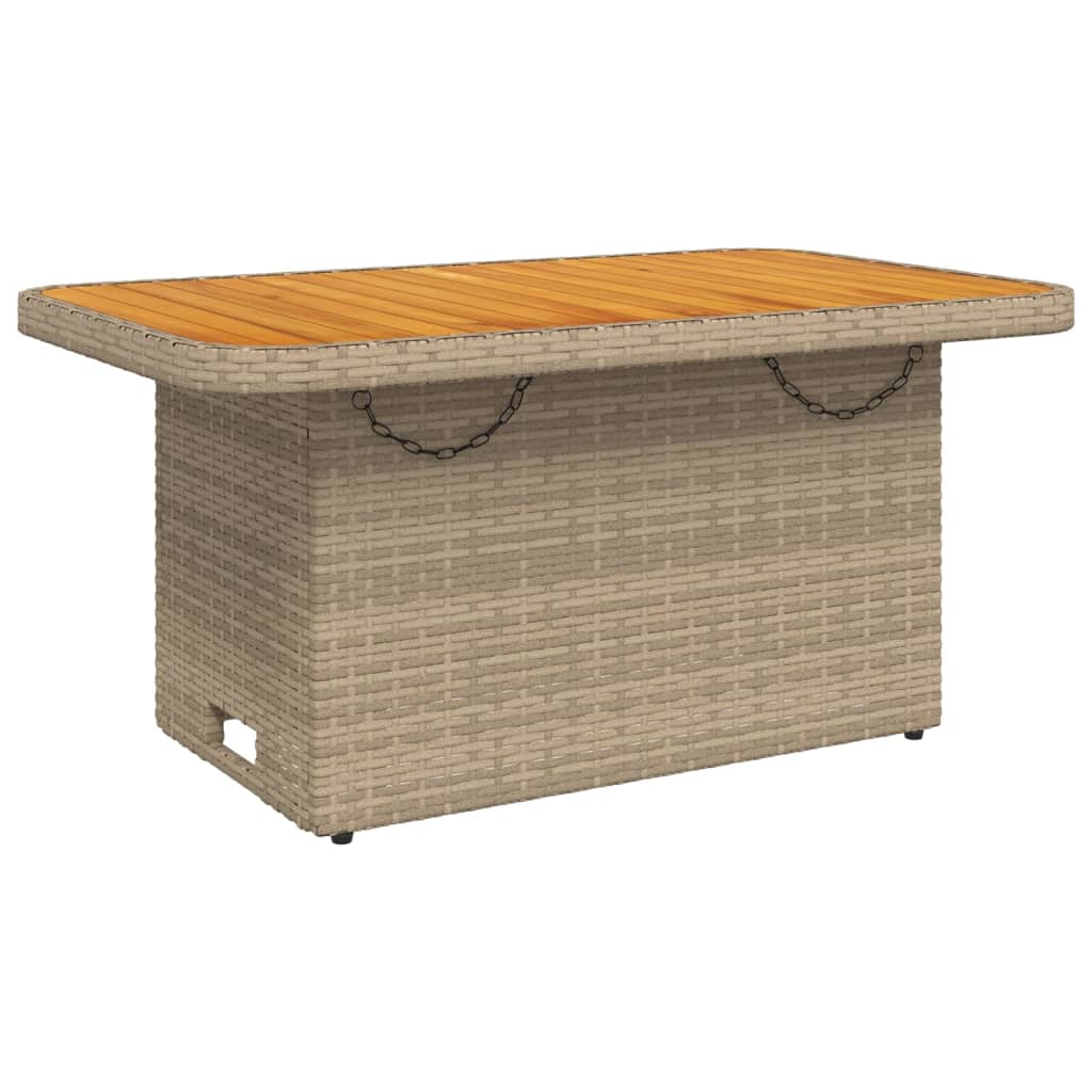 vidaXL Garden Table Beige 90x55x71 cm Poly Rattan and Acacia Wood