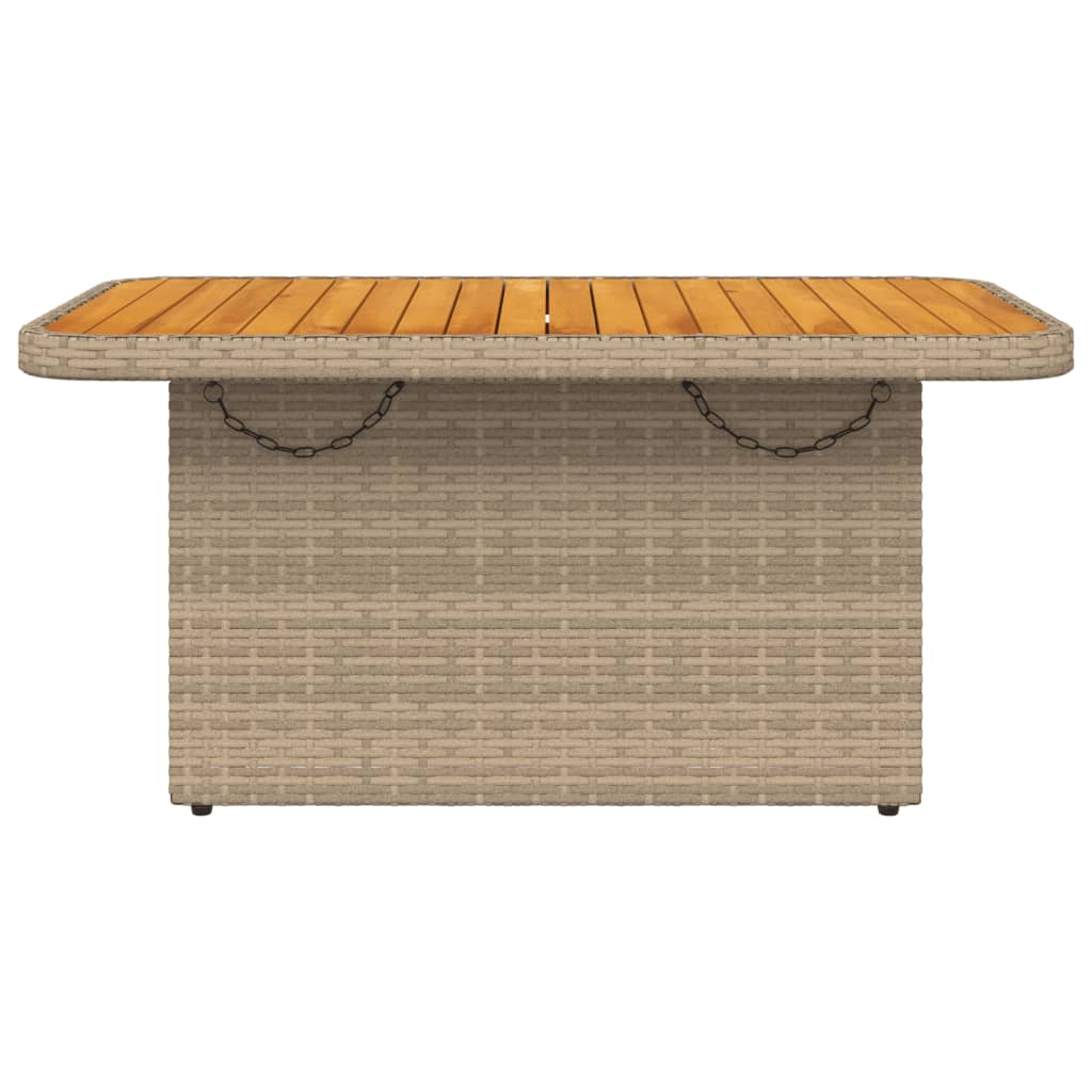 vidaXL Garden Table Beige 90x55x71 cm Poly Rattan and Acacia Wood