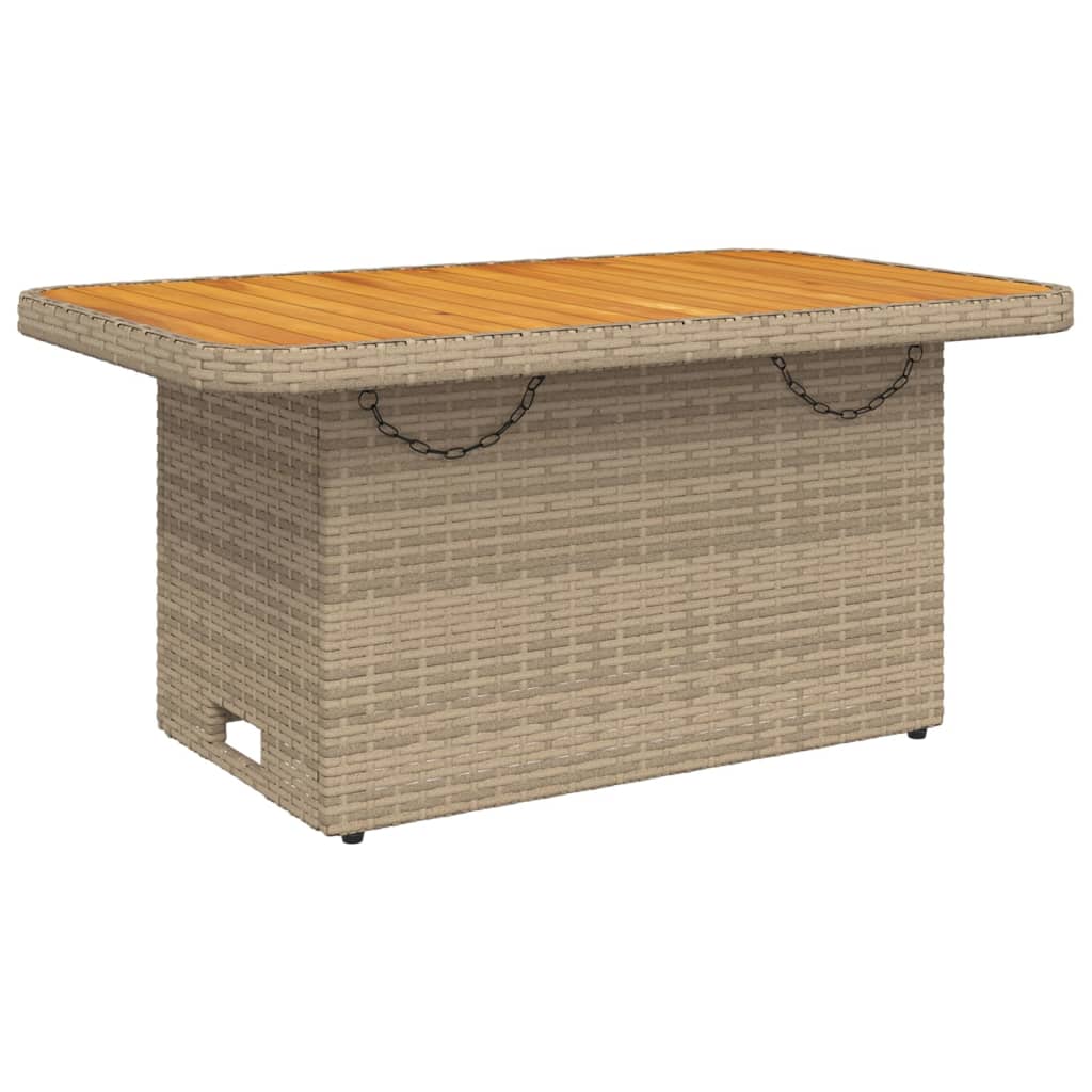 vidaXL Garden Table Beige 90x55x71 cm Poly Rattan and Acacia Wood