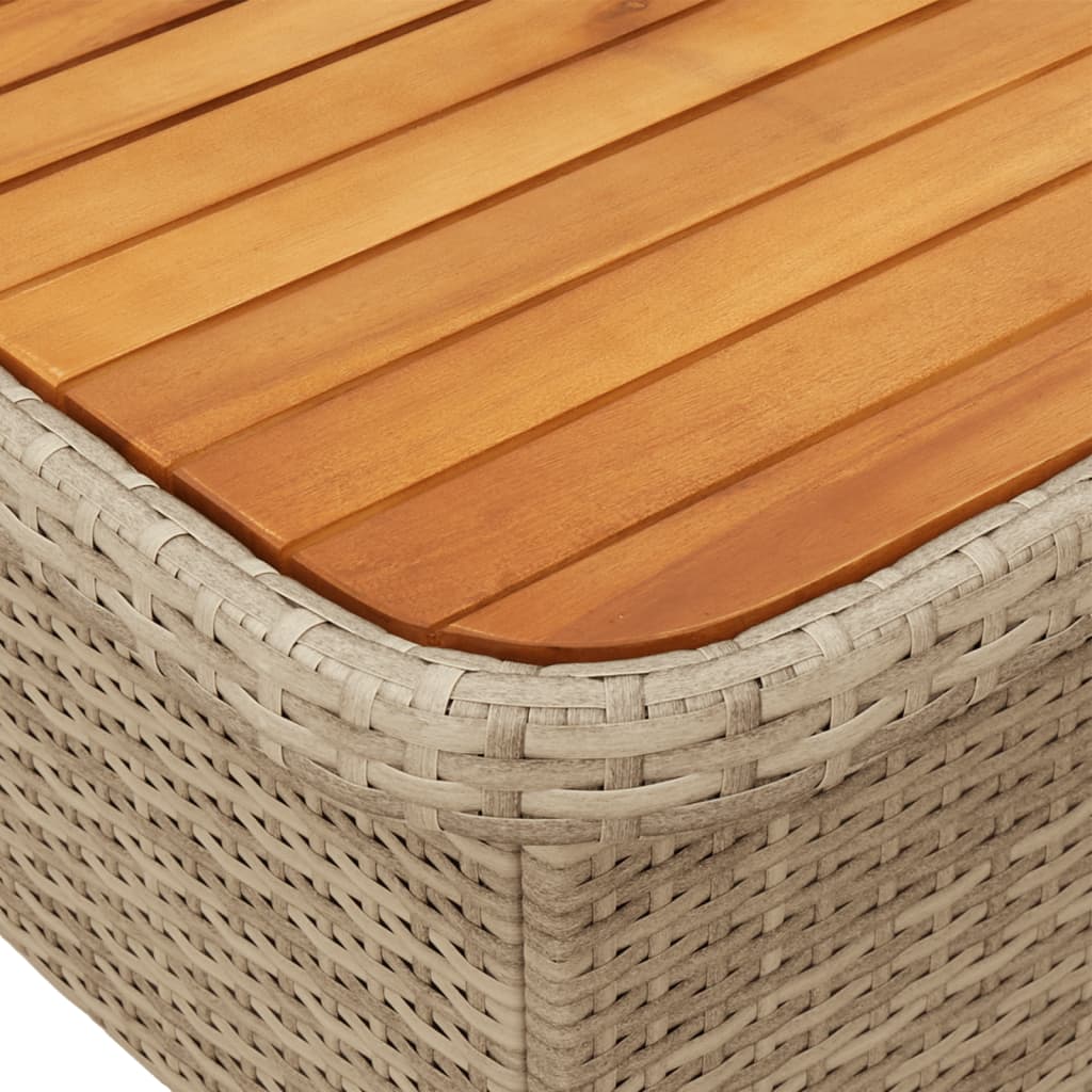 vidaXL Garden Table Beige 90x55x71 cm Poly Rattan and Acacia Wood