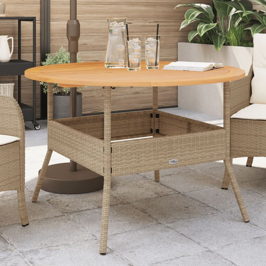 Garden Table | Beige | Poly Rattan | Ø110x71 cm | Durable | Garden Table
