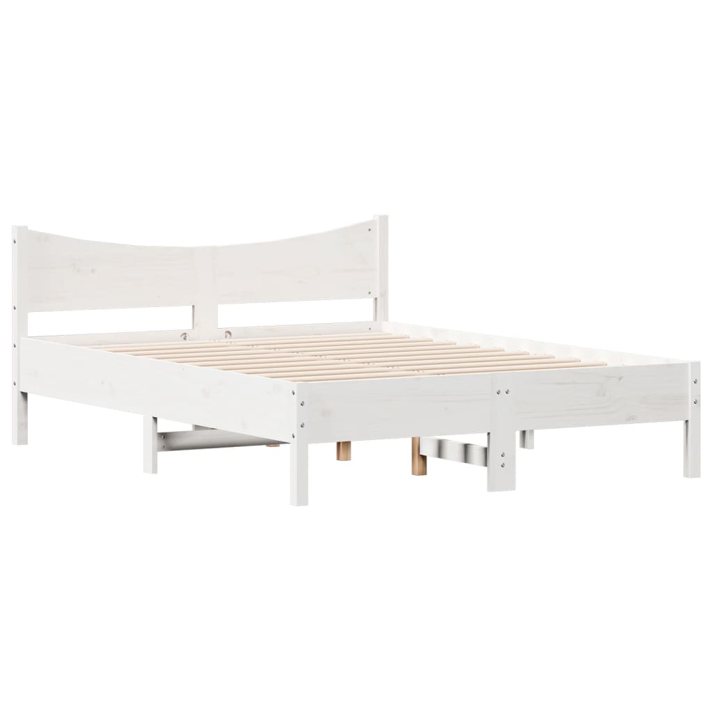 Bed Frame without Mattress White 120x200 cm Solid Wood Pine