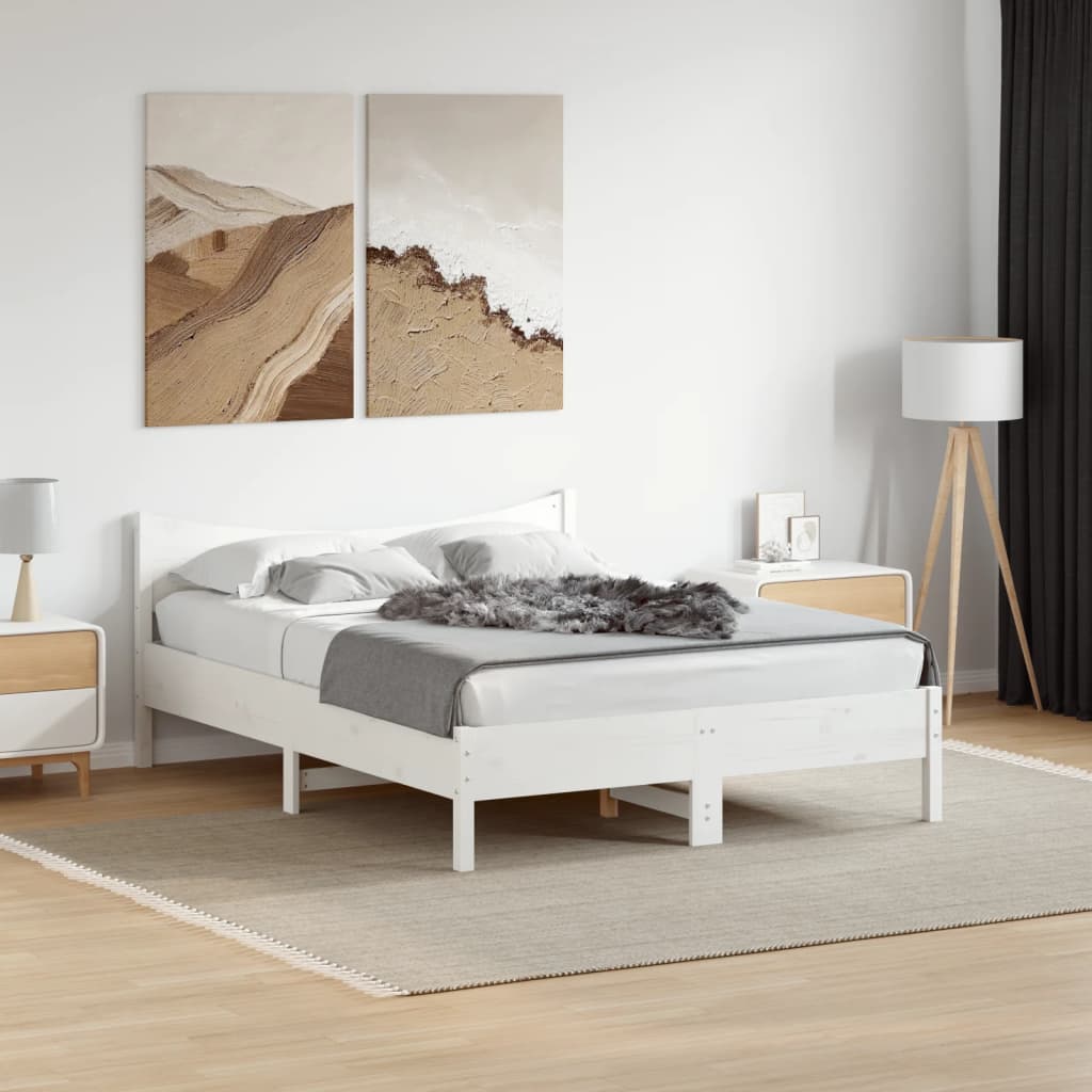 Bed Frame without Mattress White 120x200 cm Solid Wood Pine