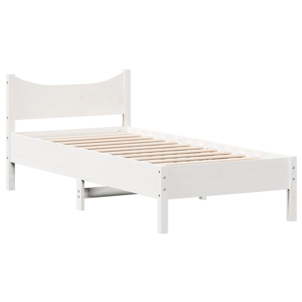 vidaXL Bed Frame without Mattress White 90x200 cm Solid Wood Pine