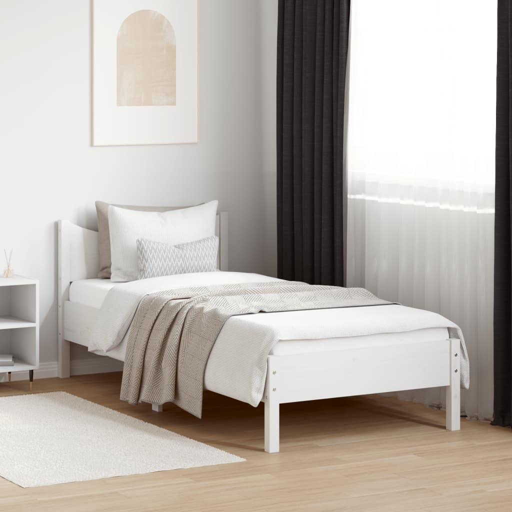 vidaXL Bed Frame without Mattress White 90x200 cm Solid Wood Pine