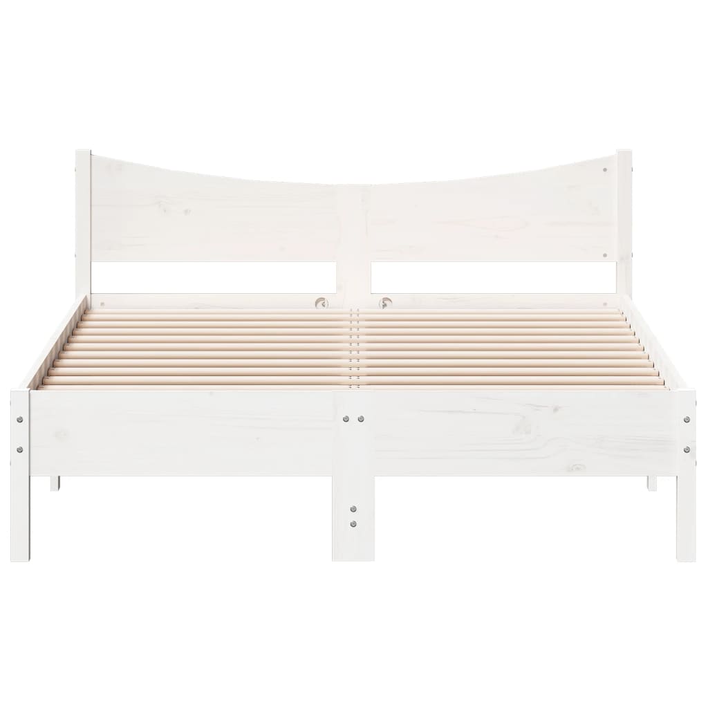 vidaXL Bed Frame without Mattress White 135x190 cm Double Solid Wood Pine