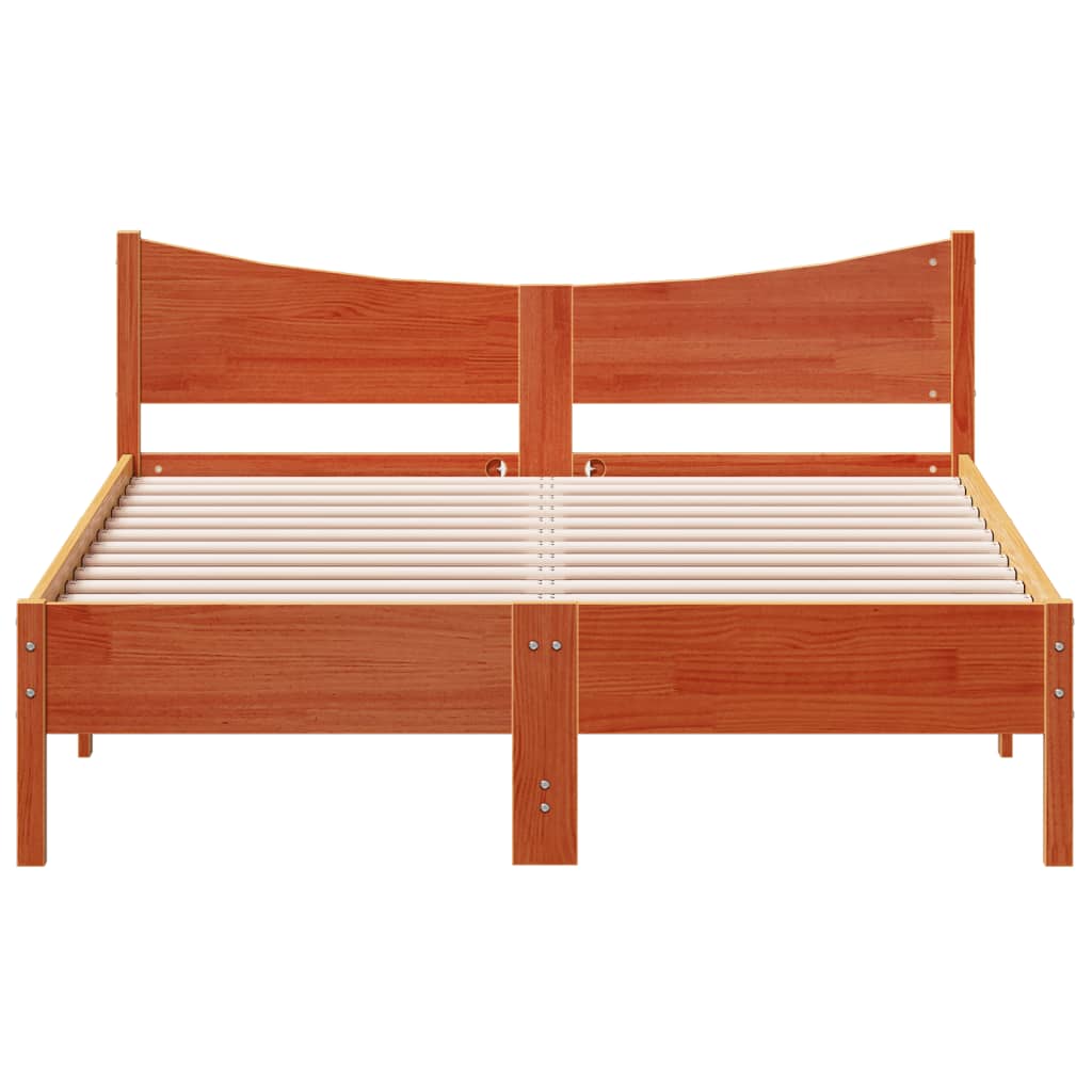 vidaXL Bed Frame without Mattress Wax Brown 135x190 cm Double Solid Wood Pine