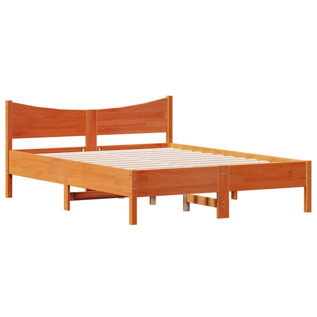 vidaXL Bed Frame without Mattress Wax Brown 120x190 cm Small Double Solid Wood Pine