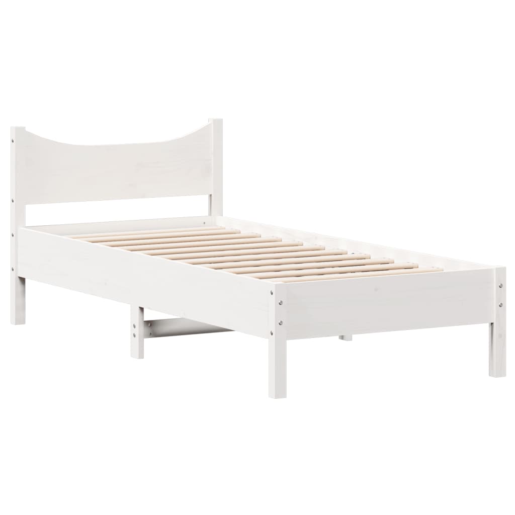 vidaXL Bed Frame without Mattress White 90x190 cm Single Solid Wood Pine