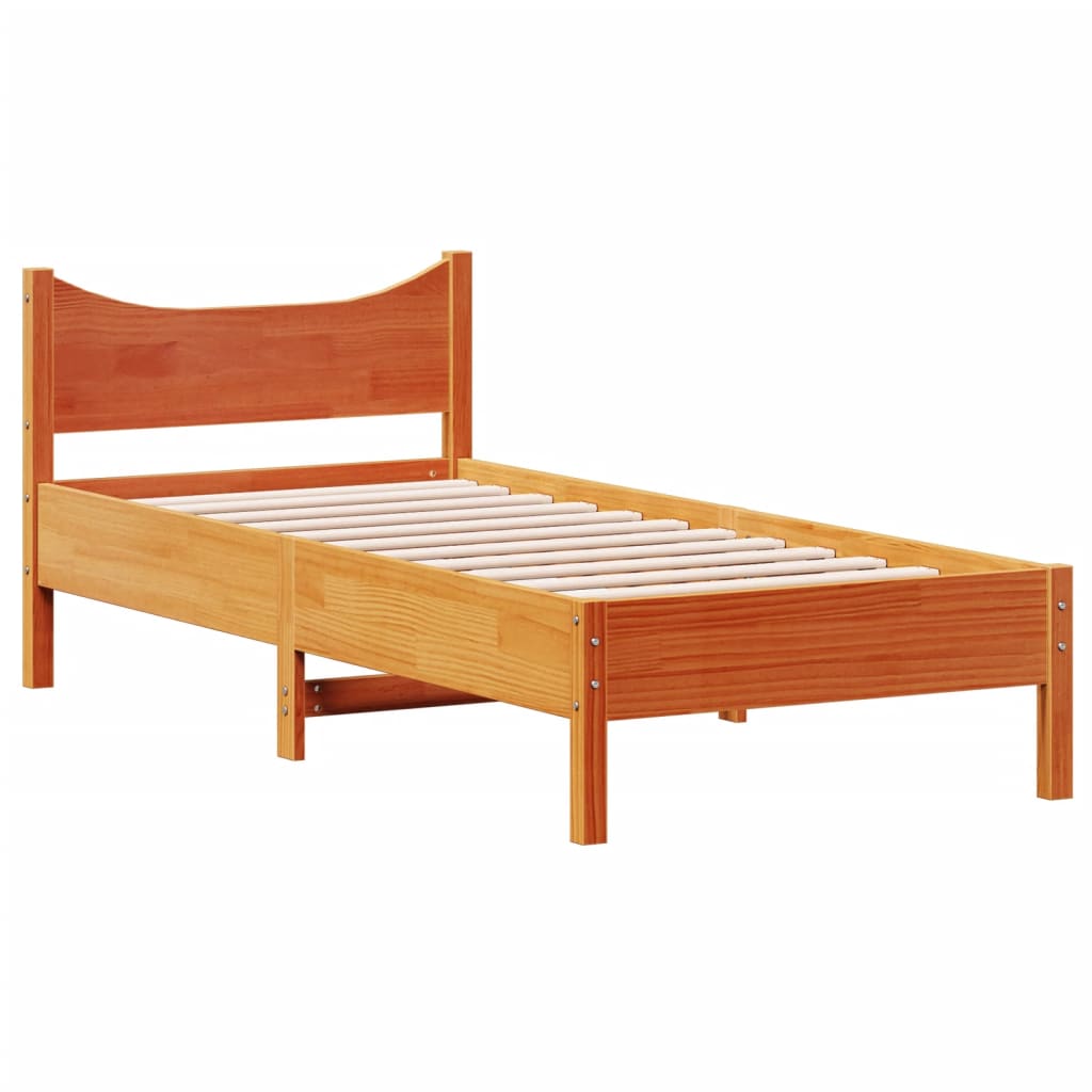 vidaXL Bed Frame without Mattress Wax Brown 90x190 cm Single Solid Wood Pine