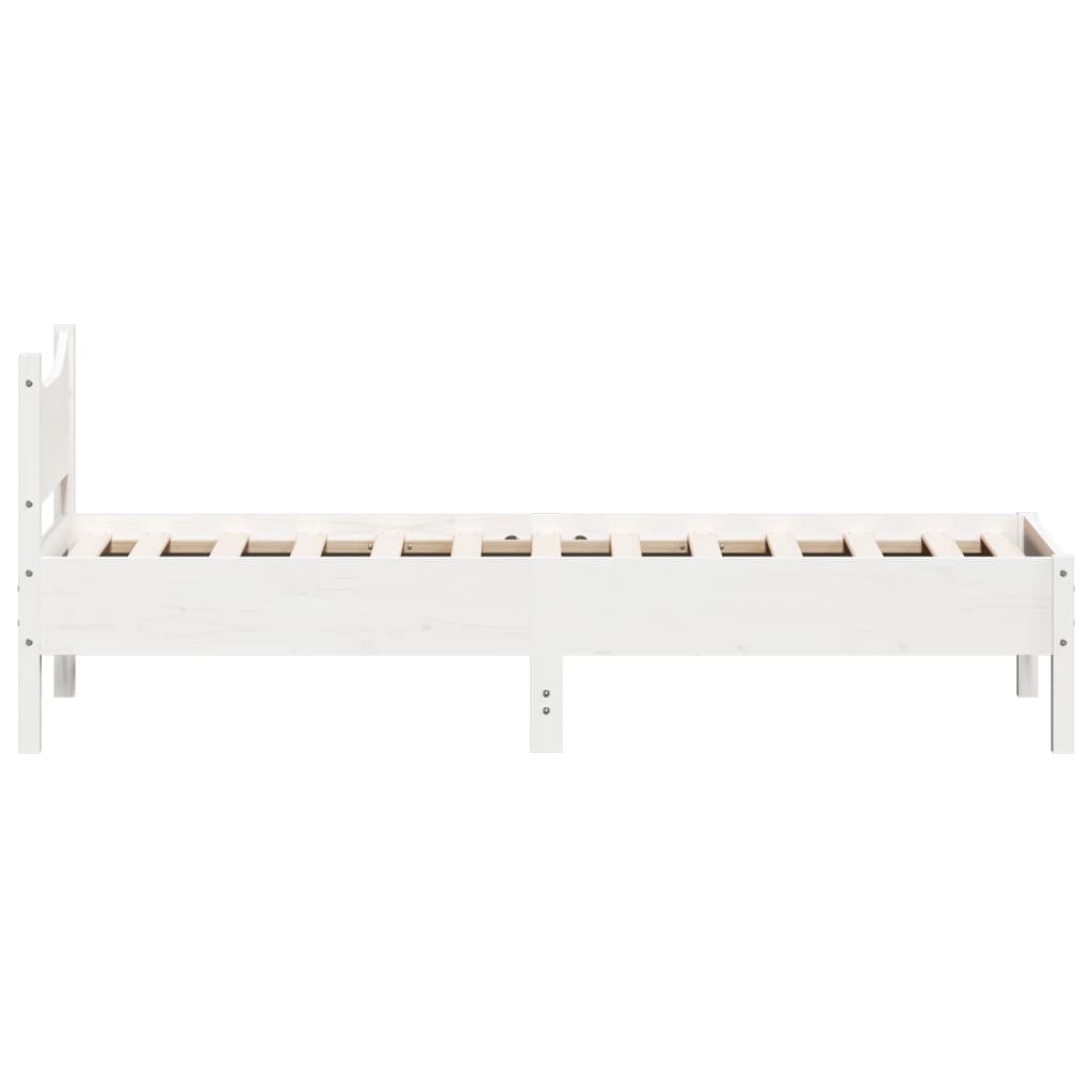 vidaXL Bed Frame without Mattress White 75x190 cm Small Single Solid Wood Pine